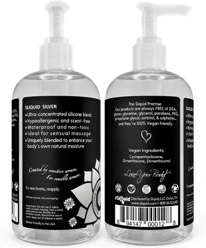 Miniatura 2 de Sliquid Silver Lubricante íntimo - Lubricante de silicona para mujeres/hombres/parejas, lubricante hipoalergénico, lubricante de silicona