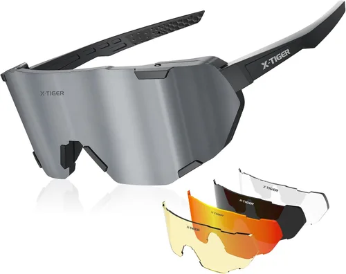Miniatura 12 de X-TIGER Gafas de ciclismo polarizadas para hombres y mujeres, 5 lentes intercambiables UV400, gafas de sol deportivas, béisbol, correr, pescar Lente