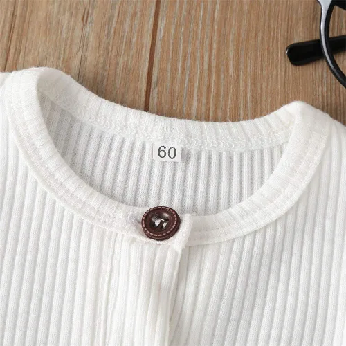 Miniatura 127 de Mameluco unisex de manga corta para bebé recién nacido, con botones, de una pieza, ropa de color sólido