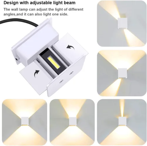 Miniatura 2 de Kawell Aplique de pared LED moderno de 12 W, ángulo de haz ajustable, impermeable, IP65, luz de pared de aluminio para interiores y exteriores