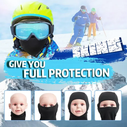 Miniatura 3 de KOOLSOLY Pasamontañas para niños calentador facial con sombrero de invierno para clima frío máscara de esquí para niños y niñas