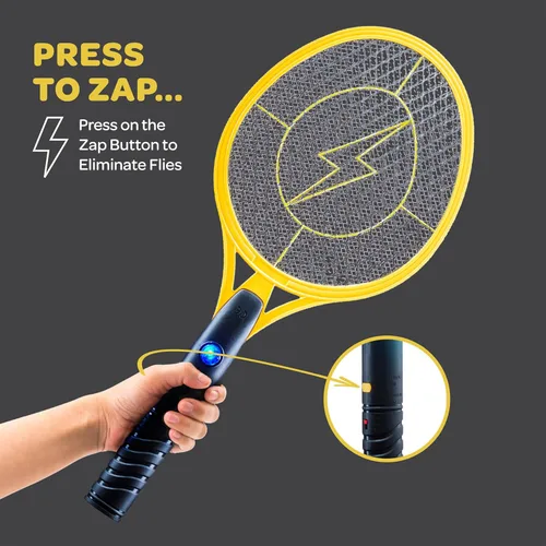 Miniatura 6 de Matamoscas Eléctrico [Juego de 2] Raqueta Matamoscas de Mano para Interiores/Exteriores - Matamoscas de 4000 Voltios - Matamoscas Instantáneo