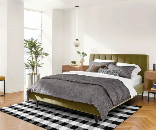 Miniatura 4 de IOHOUZE - Tapete a cuadros estilo búfalo de 5 x 8 pies para interiores y exteriores, lavable, para sala, tapete de bienvenida primavera-verano