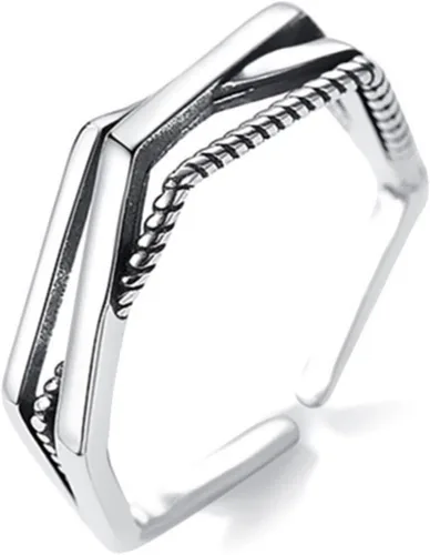 Miniatura 153 de Anillo de plata de ley 925, minimalista, ajustable, hecho a mano, para mujeres y niñas