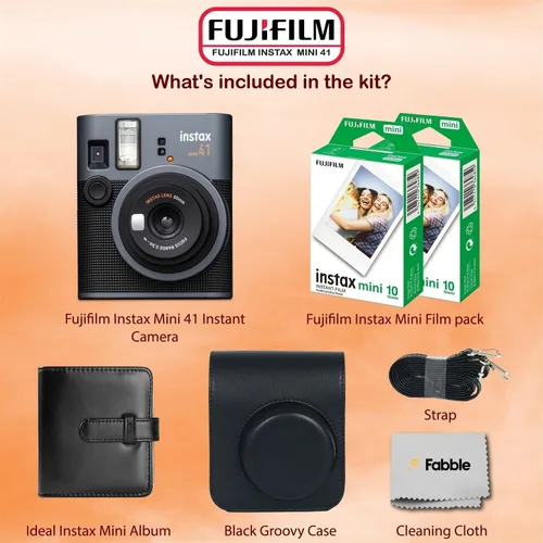 Miniatura 2 de Fujifilm Instax Mini 41 - Paquete de cámara de película instantánea con estuche Groovy, película de paquete doble (20 hojas), álbum de fotos