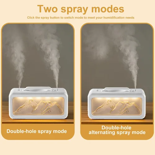 Miniatura 2 de Humidificador de doble pulverización, 20.3 fl oz, pequeño humidificador silencioso de niebla fría para plantas, dormitorio, oficina, hogar, Blanco