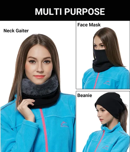 Miniatura 6 de Bufanda de invierno de doble capa de forro polar para el cuello, calentador de cuello, bufanda, máscara facial, gorro