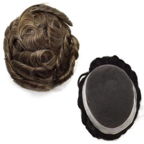 Miniatura 25 de LYRICAL HAIR Sistema de cabello humano Remy de encaje francés súper fino para hombre, piel de poliéster transparente alrededor de las pelucas, tupé