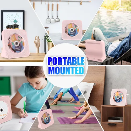 Miniatura 29 de Gueray Reproductor de CD portátil, reproductor de CD Kpop Bluetooth para escritorio con altavoz de sonido de alta fidelidad, radio FM, reproductor