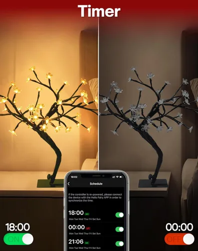 Miniatura 3 de Lámpara LED inteligente RGB con diseño de árbol de cerezo, bonsái iluminado por USB de 16 pulgadas para escritorio, temporizador de sincronización
