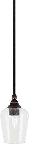 Miniatura 180 de Toltec Lighting Tallo Colgado Mini colgante, acabado de cobre negro, 3.5" cuadrado humo burbuja vidrio