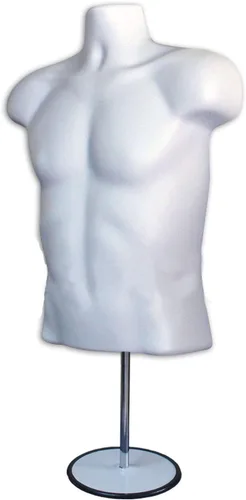 Miniatura 7 de Maniquí masculino de torso con soporte de metal, parte trasera hueca, cuerpo apilable, forma de vestido para exhibición de camisetas, mostrador