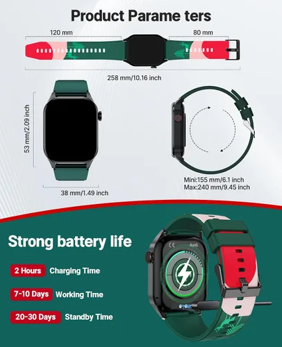 Miniatura 7 de SOUYIE Reloj inteligente con tema navideño 2025 para hombres y mujeres, Android iPhone, con llamada Bluetooth (respuesta/hacer llamada), rastreador