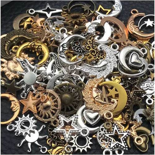 Miniatura 13 de WOCRAFT 100 piezas dijes de Navidad para hacer joyas, dijes surtidos para joyas, brazaletes y pulseras, dijes de metal mixtos a granel al por mayor