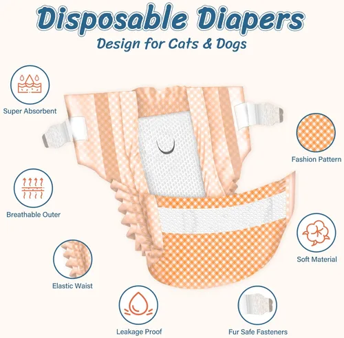 Miniatura 3 de Pet Soft Pañales desechables para gatos – Pañales para perros en período de calor o incontinencia de orina, pañales para perras, pañales ultra