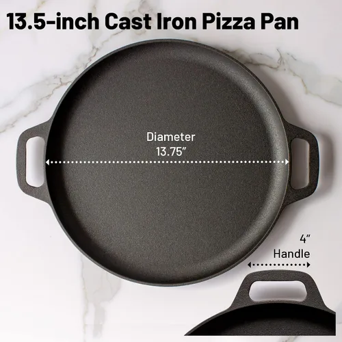Miniatura 2 de Sartén para pizza de hierro fundido de 13.5 pulgadas con asas de bucle pre-sazonado