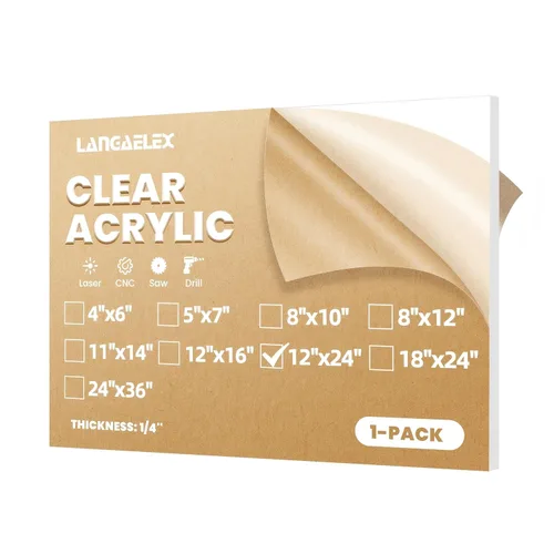 Miniatura 21 de Láminas de Plexiglás de 1/4" (6mm) de Grosor - 1 Paquete de Láminas Acrílicas Fundidas Transparentes de 4x6 para Corte Láser, Marcos de Fotos