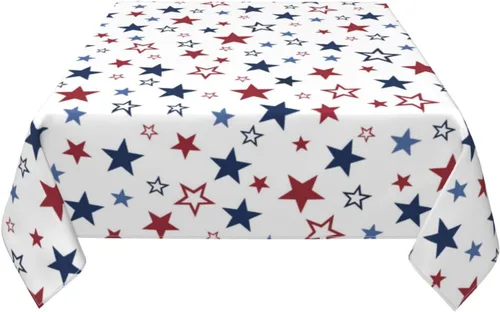 Miniatura 3 de BETGINY 4th of July Tablecloth Square 60x60 Inch,White Red Blue Patriotic Stars Table Cloth,Stain Resistance Polyester American Independence Day