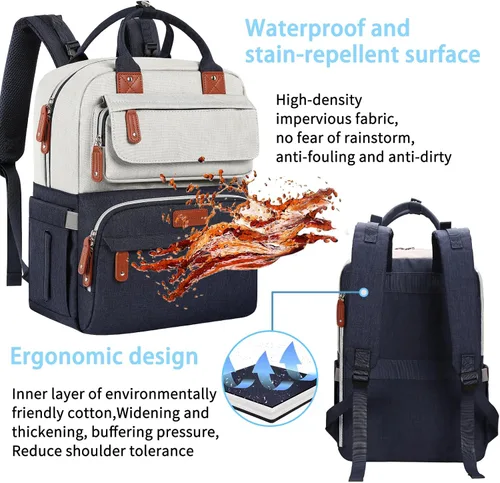 Miniatura 5 de Legestori Mochila para Pañales, Bolsa de Pañales para Bebé Niño, Bolsa de Pañales Unisex Grande para Mamá, Mochila Impermeable para Pañales de Viaje