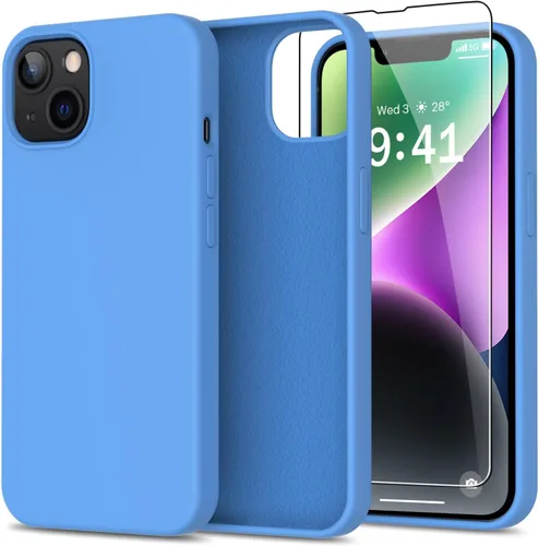 Miniatura 75 de bemal Funda para iPhone 14 Pro con protector de pantalla, silicona líquida de ajuste delgado, forro de microfibra suave, diseñada para mujeres