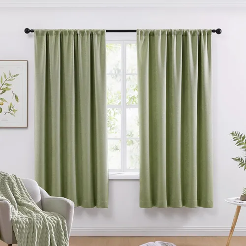 Miniatura 22 de WRENSONGE Cortinas opacas para dormitorio, cortinas opacas negras de 63 pulgadas de largo para sala de estar, ventanas, cocina, habitación, cortinas