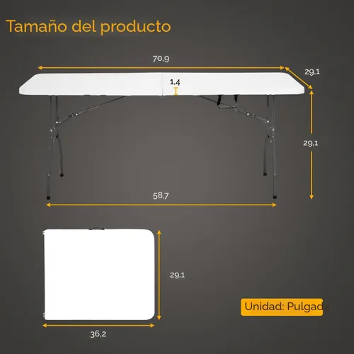 Miniatura 2 de Dopinmin Mesa plegable portátil de plástico resistente de 6 pies, mesas de comedor de plástico para interiores y exteriores, para campamento, picnic