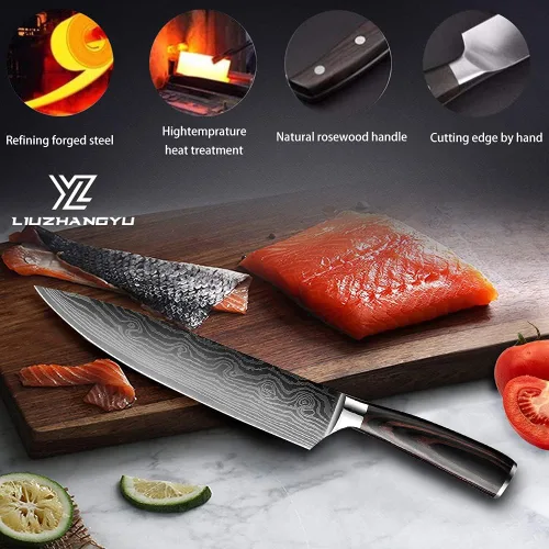 Miniatura 4 de Juego de cuchillos de chef profesional, 3.5-8 pulgadas, cuchillos en caja de acero inoxidable 5Cr15mov ultra afilados japoneses con fundas