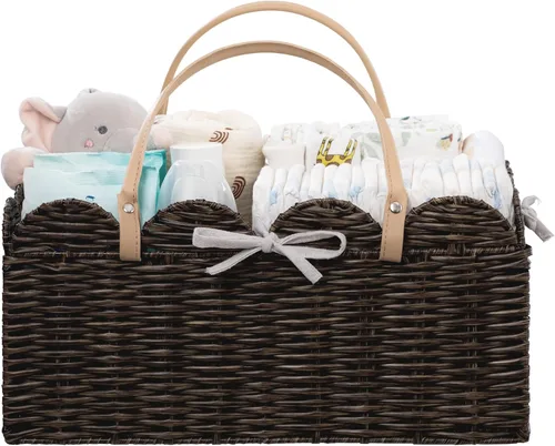 Miniatura 11 de HBlife Organizador grande de pañales para bebé, cestas de almacenamiento de cuerda de papel, contenedor de guardería con divisor extraíble