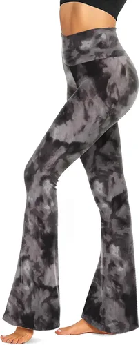 Miniatura 61 de TNNZEET Leggings acampanados negros para mujer, pantalones de yoga cruzados con bolsillos, corte de bota, leggings acampanados