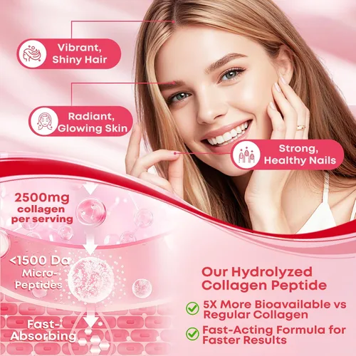 Miniatura 2 de Gomitas de péptido de colágeno para mujeres y hombres, sin azúcar, colágeno hidrolizado con biotina para cabello, piel, uñas y digestión, proteína