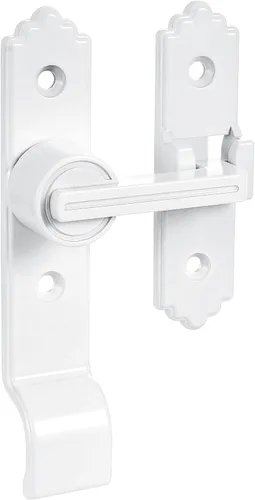 Miniatura 7 de INIRET Cerradura de puerta de granero blanca de 180 grados, pestillo de puerta abatible con asa, pestillos de puerta corredera pesados, cerradura