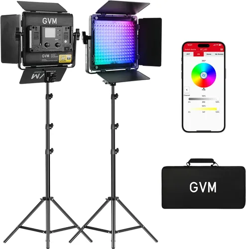 Miniatura 8 de GVM RGB LED Panel de luz de video, iluminación de fotografía con control de aplicación, kit de iluminación de video 800D para YouTube Studio