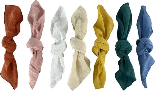 Miniatura 7 de Servilletas de tela de gasa de estopilla, paquete de 6 servilletas de 16 x 16 pulgadas, 100% algodón suave natural, para bodas, fiestas, familia