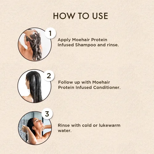 Miniatura 5 de MOEHAIR Juego de champú y acondicionador con infusión de proteínas para cabello seco y dañado, fortalece la fibra capilar, sin sulfatos ni