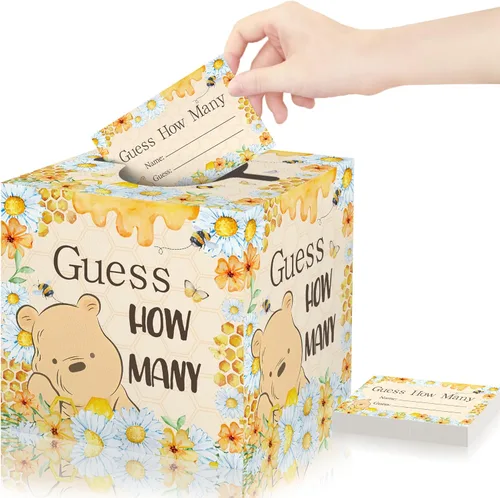 Miniatura 7 de Adivina cuántos panales juego para baby shower, 50 cuántas tarjetas y 1 caja, divertidas ideas de juegos de baby shower para niños o niñas