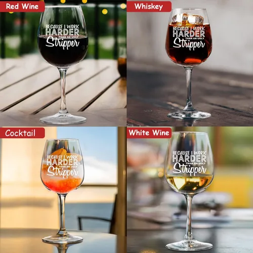 Miniatura 8 de Copa de vino Work Harder Than A Stripper (12.75 onzas), regalo de vino novedoso para mujeres, frases divertidas, regalo de cumpleaños único, regalo