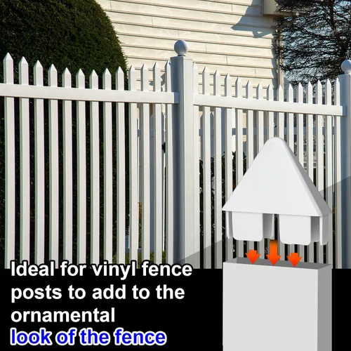 Miniatura 6 de Pelopy Paquete de 8 tapas de vinilo para valla de piquetes de vinilo de 7/8 x 3 pulgadas, tapas de poste blancas para jardín al aire libre
