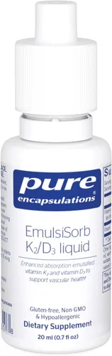 Pure Encapsulations EmulsiSorb K2/D3 Liquid | Vitamina K2 y D3 emulsionada de absorción mejorada para apoyo a la salud vascular* | 0.7 onzas líquidas