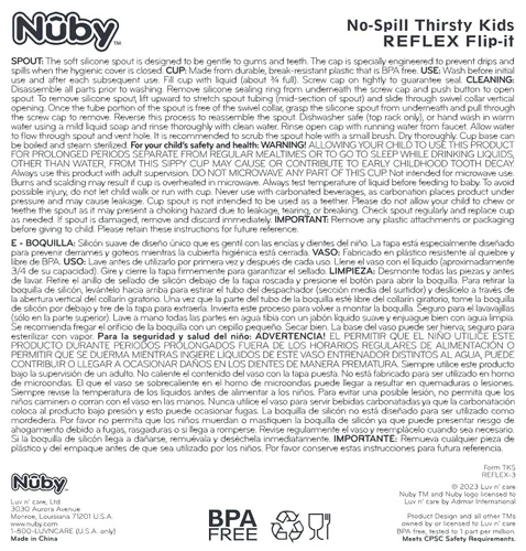 Miniatura 7 de Nuby Botella de agua impresa Flip-it Reflex con botón para llevar con boquilla suave, 12 onzas, más de 18 meses, 1 paquete, recibirás uno