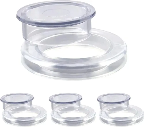 AIEX Juego de 4 anillos y tapas de silicona transparente de 2 pulgadas para patio, incluye 4 anillos y 4 tapones