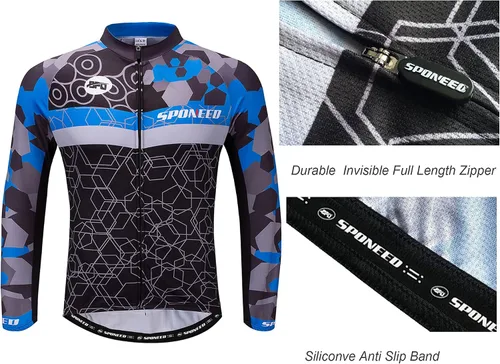 Miniatura 29 de sponeed Ropa de ciclismo para hombre, manga larga, para bicicleta de montaña, camiseta de bicicleta de carretera, pantalones acolchados, trajes