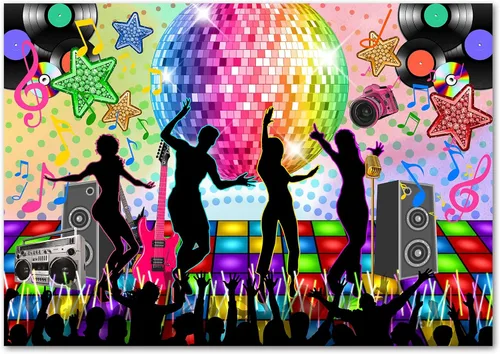 Telón de fondo de fiesta de discoteca vintage de los años 70, 80 y 90, decoración de fiesta temática de discoteca, telón de fondo para fotos, telón