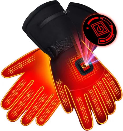 Guantes calefactados con resorte con batería recargable eléctrica, guantes térmicos impermeables para pantalla táctil, guantes térmicos para