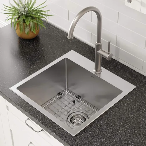 Miniatura 19 de Kraus Standart PRO - Fregadero de cocina de acero inoxidable de calibre 16 con tazón individual para bar, montaje superior/inferior de 18 pulgadas