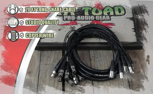 Miniatura 6 de Fat Toad Cable de serpiente XLR de 8 canales de 20 pies (ShieldedPRO X Series) – Cables de cable de conexión de audio con conectores hembra a macho