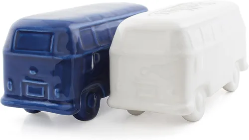 Miniatura 2 de BRISA VW Collection - Salero y pimentero Volkswagen de cerámica con diseño de autobús T1 juego de 2 piezas (autobús clásico/blanco y azul)