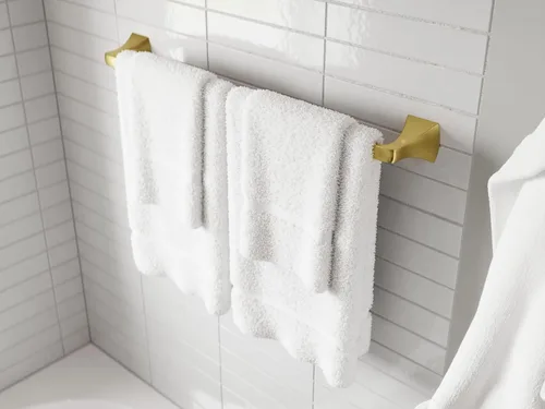 Miniatura 3 de Pfister Bruxie Barra de Toallas de Baño para Baño, 24 Pulgadas, Montado en Pared, con Tornillos, Acabado Dorado Cepillado, BTBBIE2BG Oro cepillado