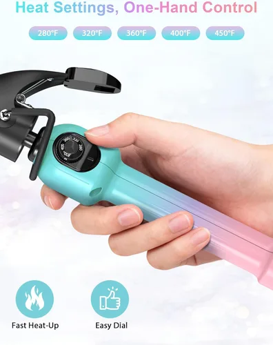 Miniatura 5 de Rizador de cerámica de 1 1/4 pulgadas para cabello corto y mediano, rizador de pelo con esfera de temperatura de 280-450°F para rizos definidos
