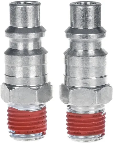 Miniatura 6 de Juego de acopladores de aire industrial, tamaño del cuerpo de 3/8 pulgadas, tamaño de rosca macho NPT de 1/4 pulgadas, accesorios de manguera