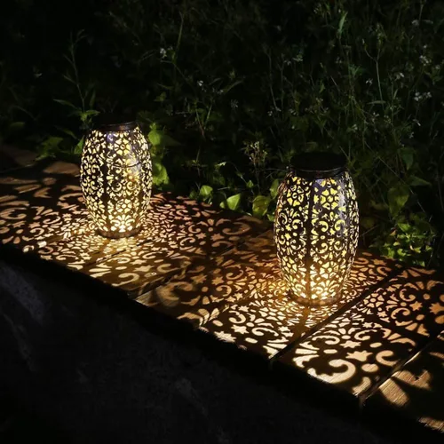 Miniatura 2 de Faroles Solares para Colgar o Mesa, Luz Solar para Exteriores para Patio, Jardín, Patio Interior (Plata-1)